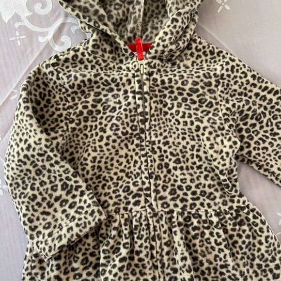 CARTERS Girls 6 Month Fleece Jacket Leopard Print Full Zip Hooded NWT - Picture 2 of 8